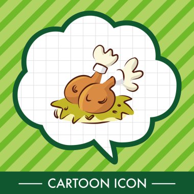 lokanta freid tavuk düz simgesi öğeleri