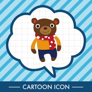 Kış hayvan ayı düz simgesi öğeleri arka plan