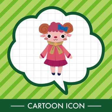 Kış hayvan koyun düz simgesi öğeleri arka plan