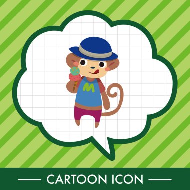 Yaz hayvan maymun düz simgesi