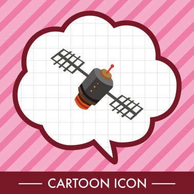 Uzay uydu düz simgesi öğeleri