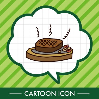 lokanta biftek düz simgesi öğeleri