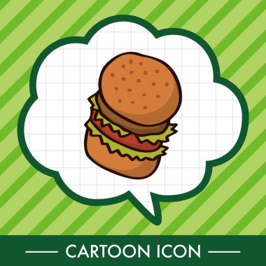 lokanta hamburger düz simgesi öğeleri