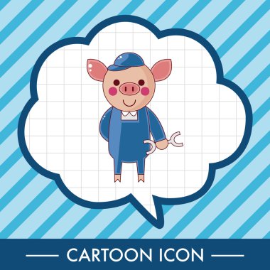 dierlijke werknemer cartoon thema-elementen