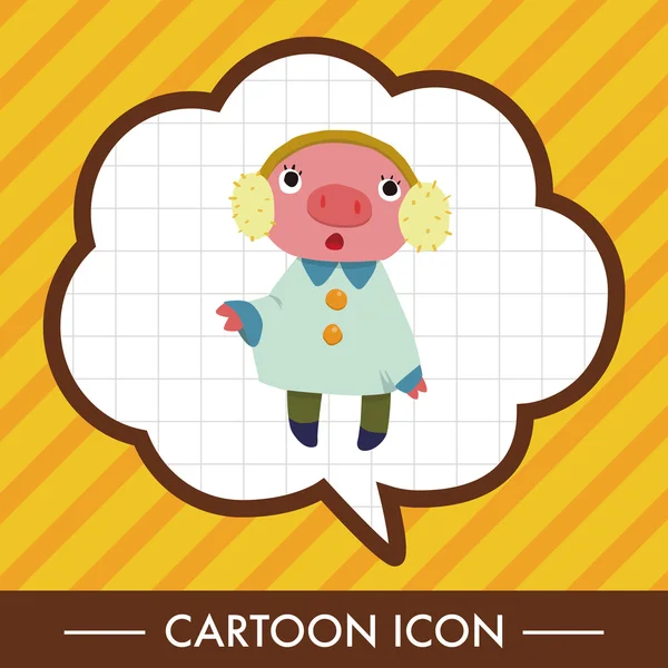 Kış hayvan domuz düz simgesi öğeleri arka plan