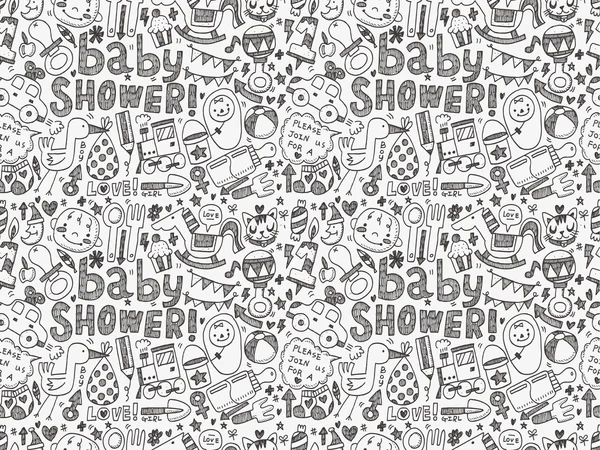 シームレスな落書き赤ちゃんパターン — ストックベクタ