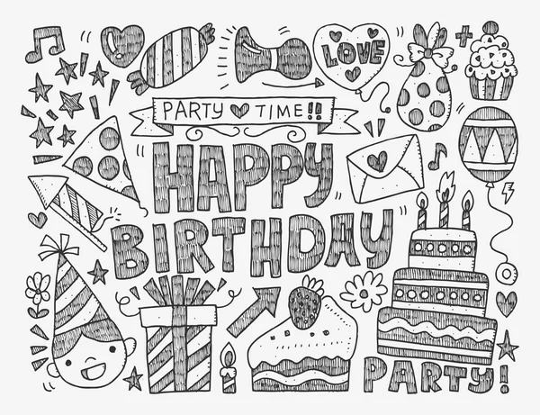 Doodle birthday party háttér — Stock Vector