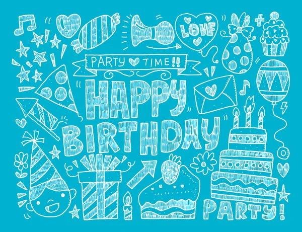 Doodle Aniversário festa fundo — Vetor de Stock