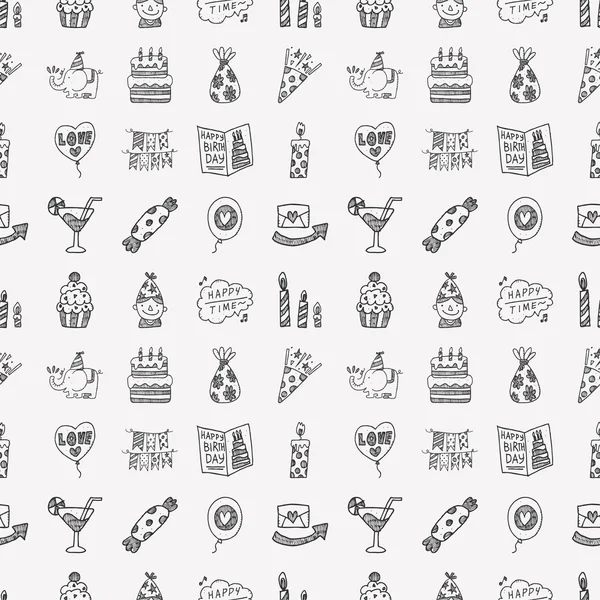 Doodle Birthday party pattern — Stock Vector