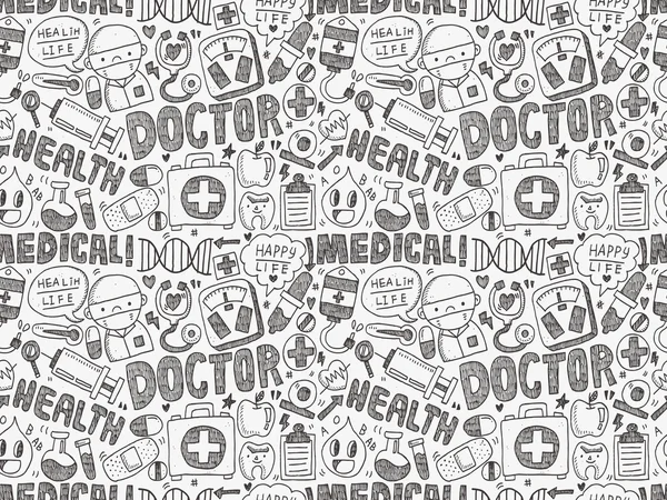 Doodle medical pattern — Stock Vector