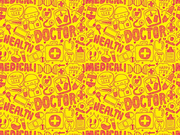 Padrão médico doodle — Vetor de Stock