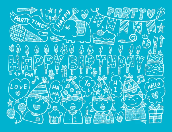 Doodle Fondo de fiesta de cumpleaños — Archivo Imágenes Vectoriales