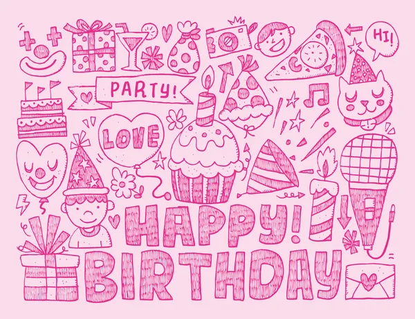 Doodle Fondo de fiesta de cumpleaños — Archivo Imágenes Vectoriales