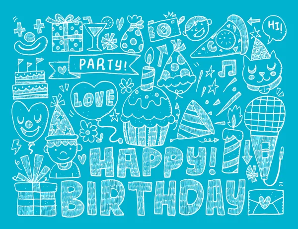 Fond de fête d'anniversaire Doodle — Image vectorielle