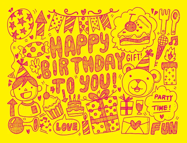 Fête d'anniversaire de Doodle — Image vectorielle