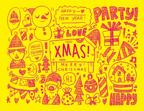 Doodle Christmas icons — Stock Vector