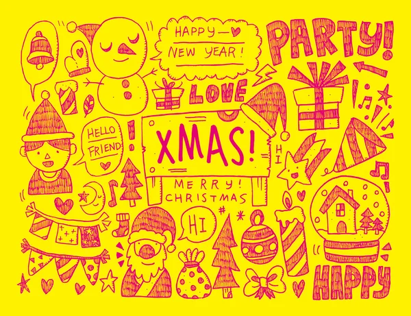 Doodle Kerst iconen — Stockvector