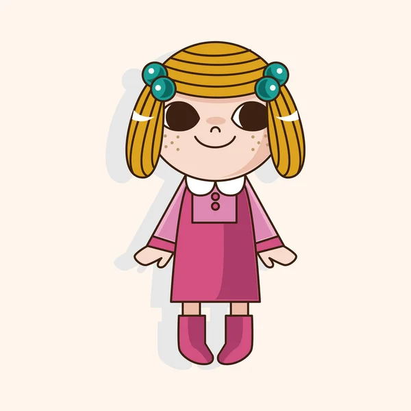 Chica chica de dibujos animados elementos temáticos — Vector de stock