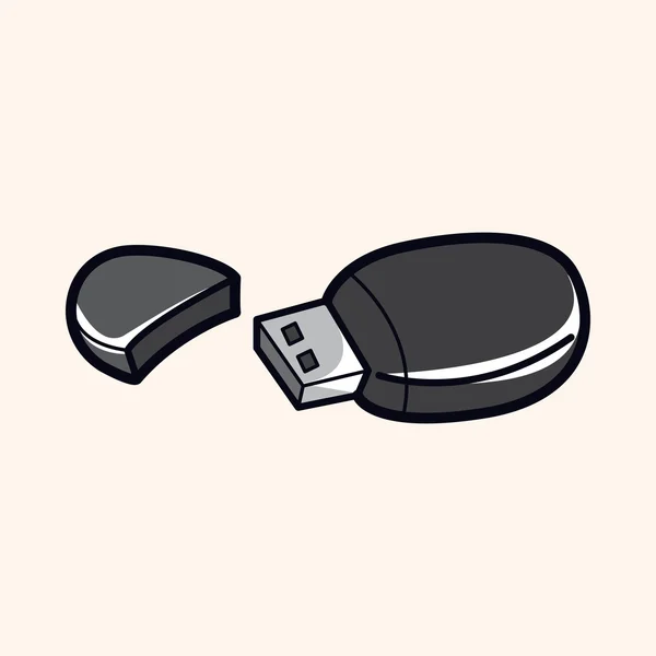 Equipamentos relacionados com o computador elementos tema usb —  Vetores de Stock