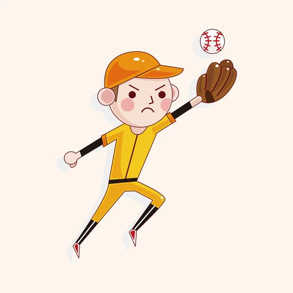 Elementi a tema giocatore di baseball — Vettoriale Stock