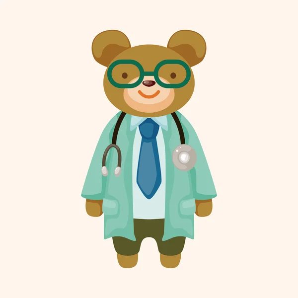 Animal bear doctor cartoon theme elements — Stock Vector