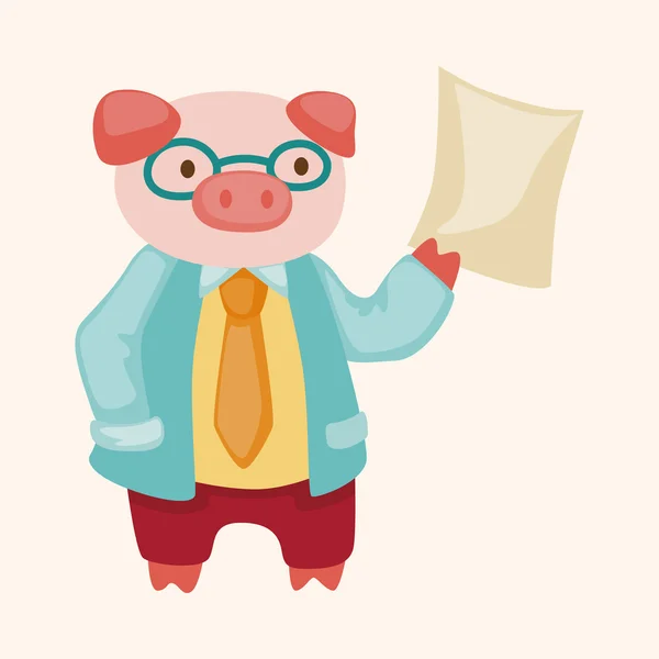 Animal porco médico cartoon tema elementos — Vetor de Stock