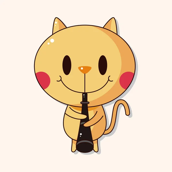 animal cat playing instrument cartoon theme elements