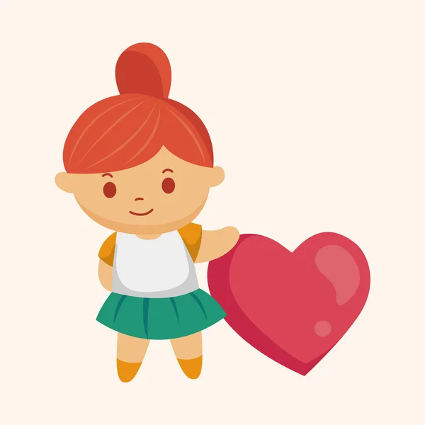 Маленький ребенок с элементами сердечной темы — стоковый вектор