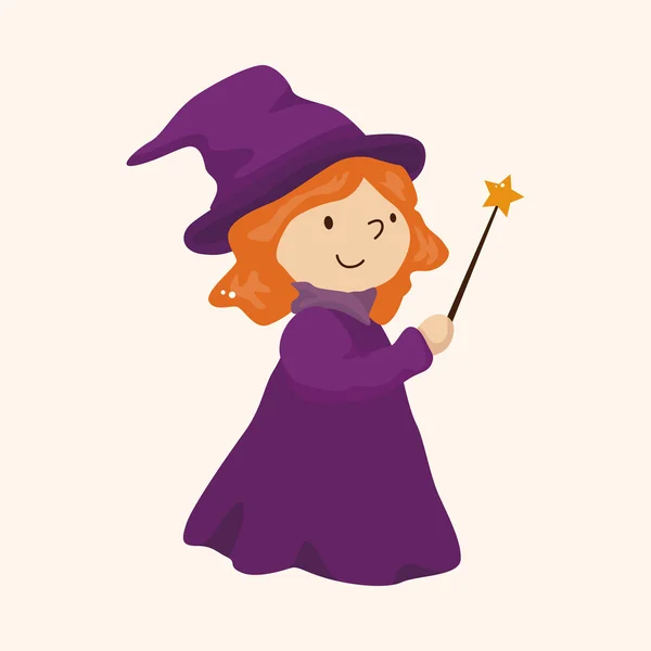 Witch cartoon thema-elementen — Stockvector