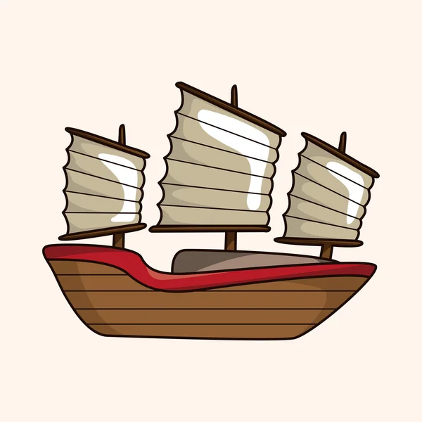 Ulaşım tekne Tema öğeleri — Stok Vektör