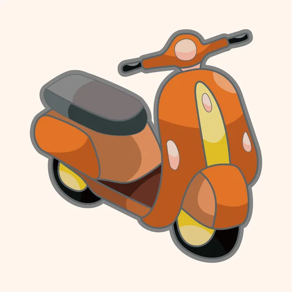 Scooter icon. Pixel art. Motorcycle rental service logotype. Orange moped.  8-bit sprite. Sticker design. Isolated vector illustration. Stock Vector