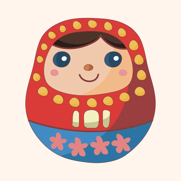 Matryoshka , Russian traditional wooden doll, theme elements — Stock Vector