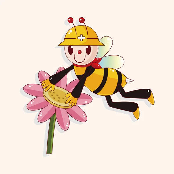 Abeille éléments de thème dessin animé — Image vectorielle