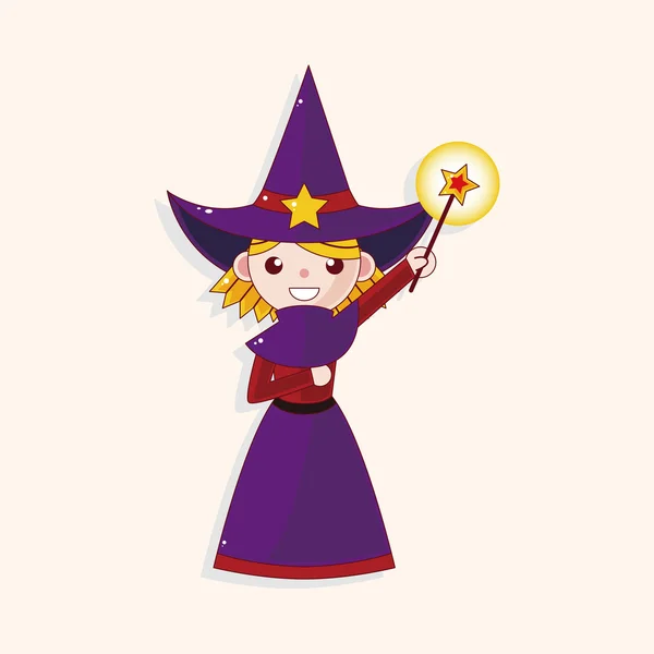 Witch cartoon thema-elementen — Stockvector