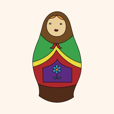 Matryoshka, Rus geleneksel ahşap oyuncak, vektör desen, YYK