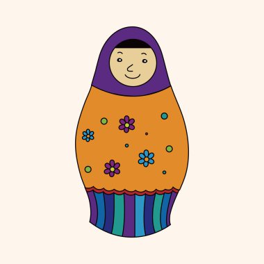 Matryoshka, Rus geleneksel ahşap oyuncak, vektör desen, YYK