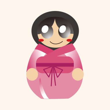 Matryoshka, Rus geleneksel ahşap oyuncak, vektör desen, el