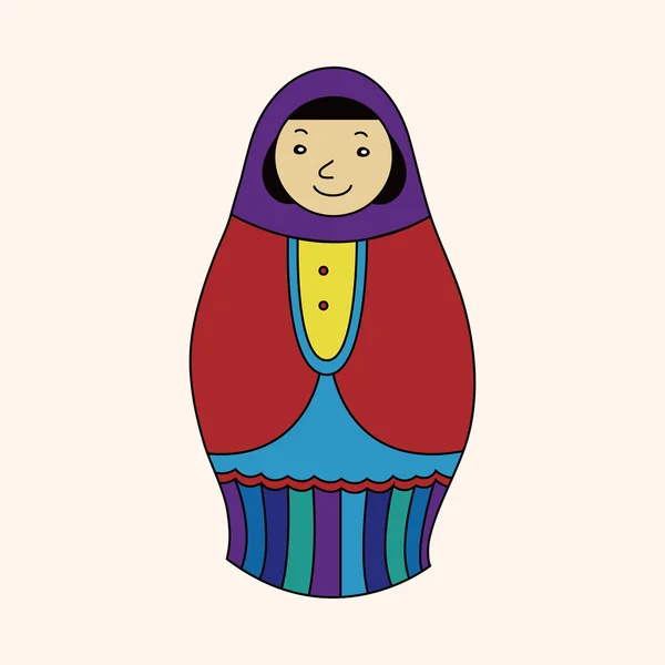 Matryoshka, Russian traditional wooden doll, vector pattern, ele — Stock Vector