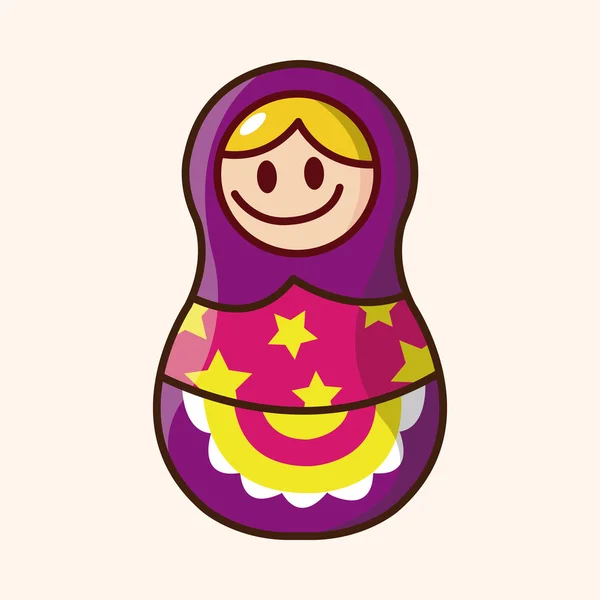 Matryoshka, Ρωσική παραδοσιακή ξύλινη κούκλα, διάνυσμα μοτίβο, el — Διανυσματικό Αρχείο