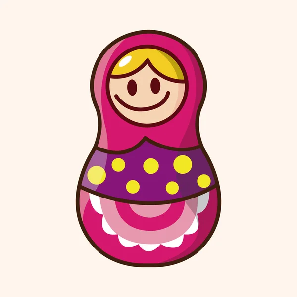 娃，俄罗斯传统的木制娃娃，矢量花纹，el — 图库矢量图片