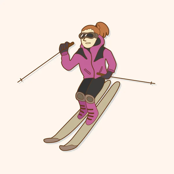 Elementos temáticos esquí — Vector de stock