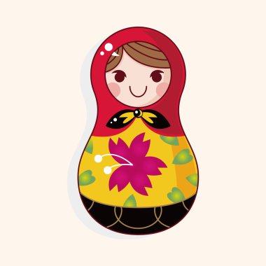 Matryoshka, Rus geleneksel ahşap oyuncak, vektör desen, el