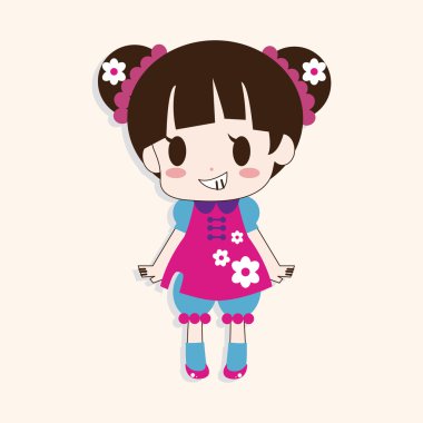 Kız çizgi film Tema öğeleri vektör, eps