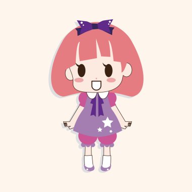 Kız çizgi film Tema öğeleri vektör, eps