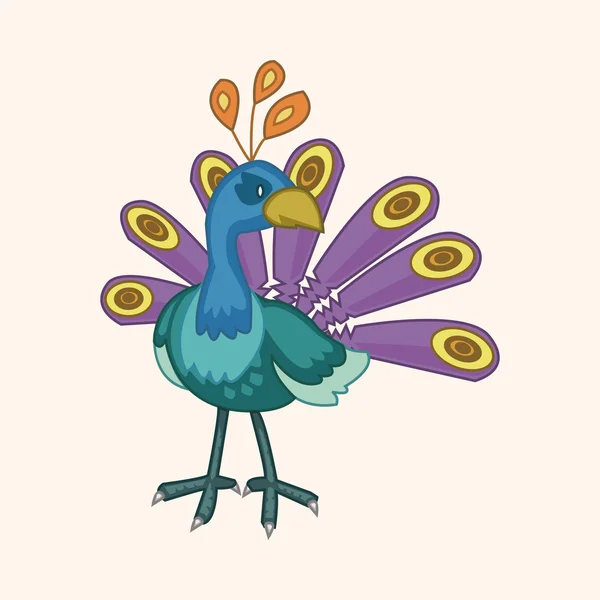 Vogel peacock cartoon thema elementen vector, eps — Stockvector