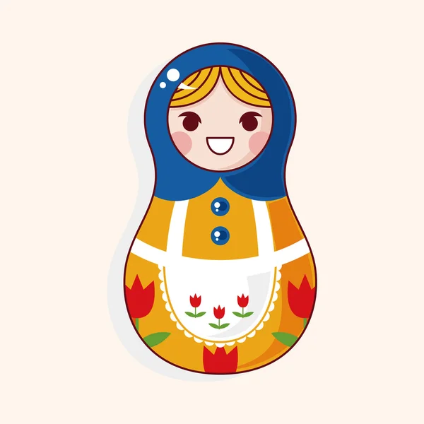 マトリョーシカ、ロシアの伝統的な木製人形、ベクトル パターン、エル — ストックベクタ