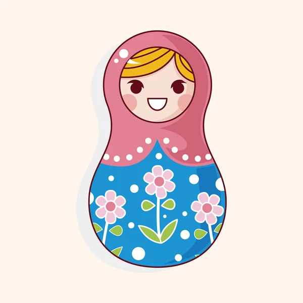 Matryoshka , Russian traditional wooden doll, vector pattern, el — Stock Vector