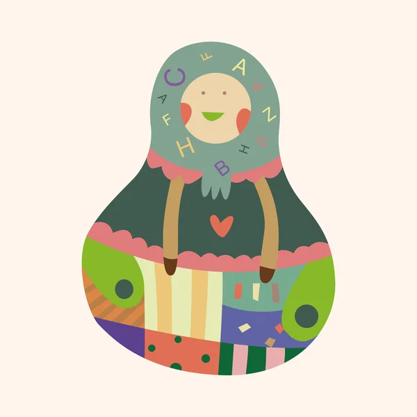 Matryoshka, Russische traditionele houten pop, vector patroon, el — Stockvector