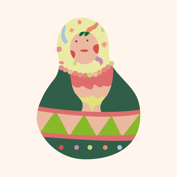 Matryoshka, Russian traditional wooden doll, vector pattern, el — стоковый вектор