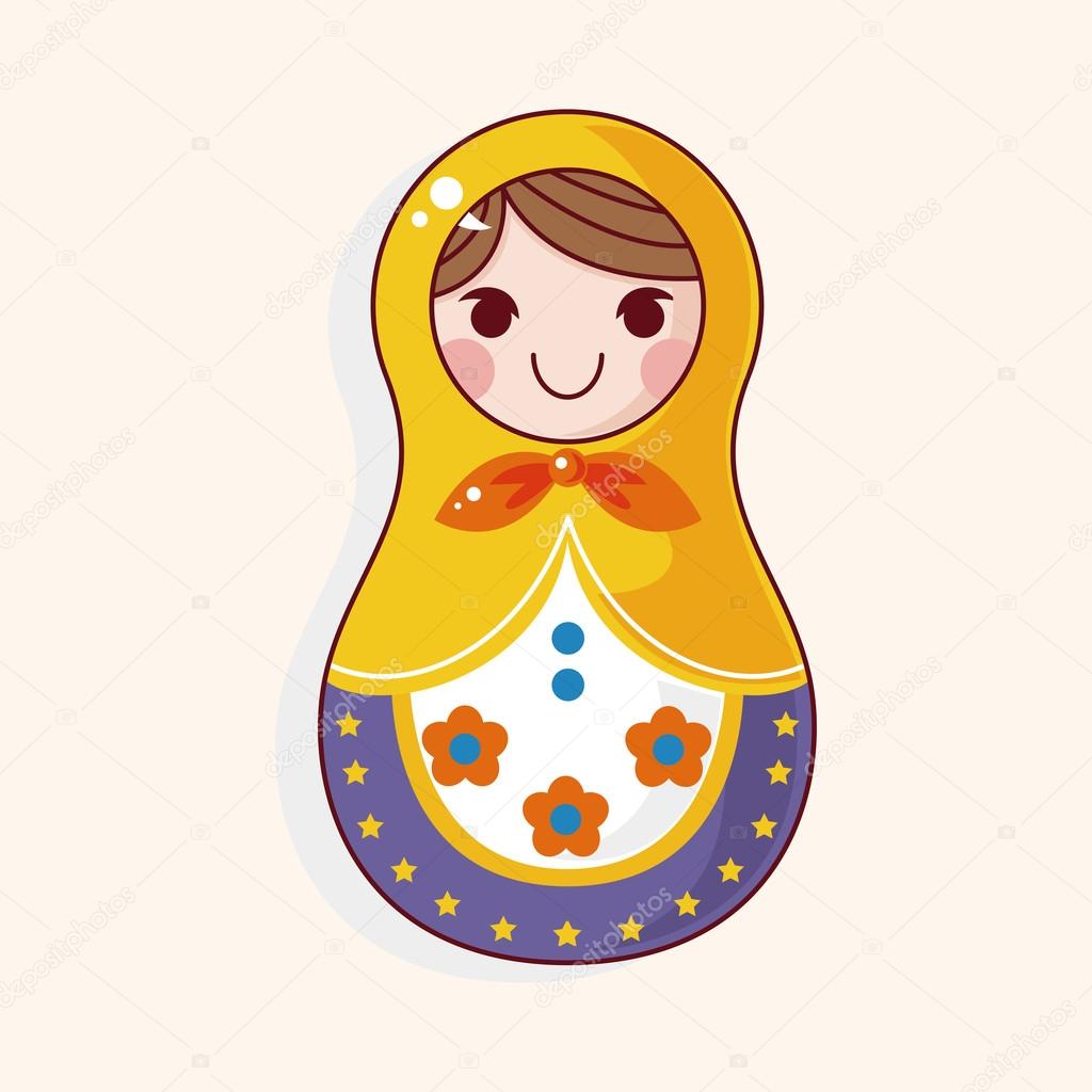 Matryoshka , Russian traditional wooden doll, vector pattern, el